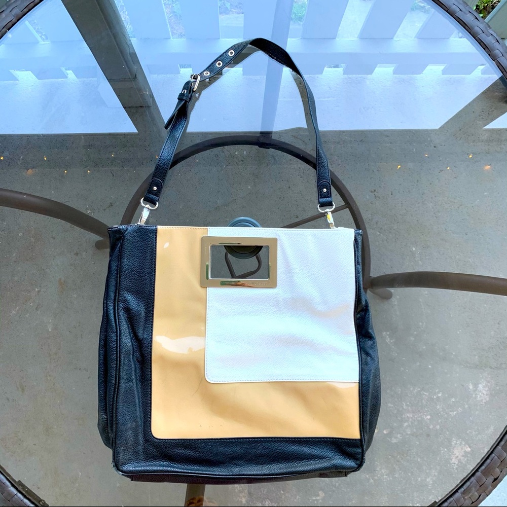 Nine West Black, Tan & White Colorblock Purse